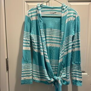 INC International Concepts Teal and White Striped Swim Coverup
